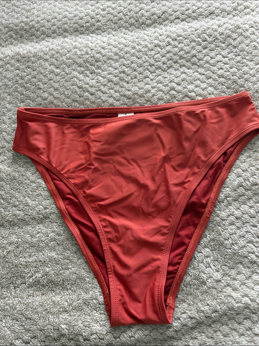 Women's High-Cut Swim Bottoms in Rust Red